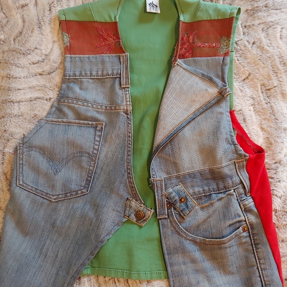 Salad Bowl Dress Jean Vest - Picture 1 of 2